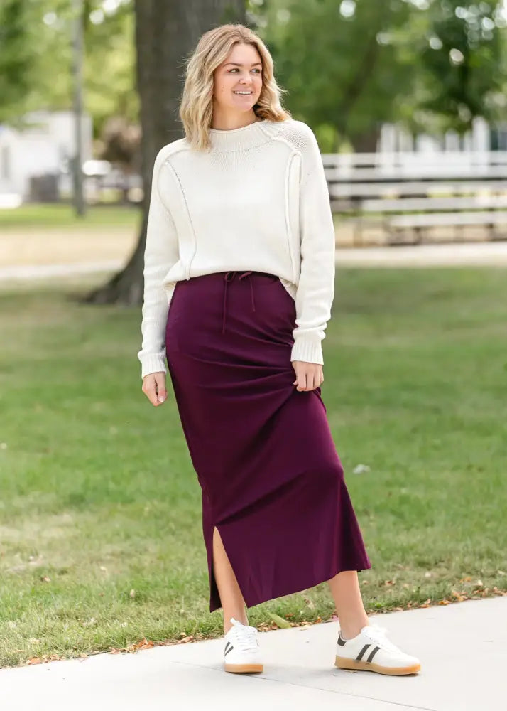 Jordan Knit Maxi Skirt - Eggplant / XS - IC Skirts