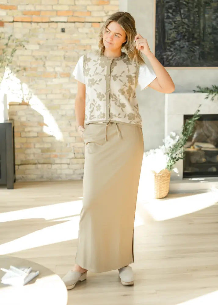 Jordan Knit Maxi Skirt - Khaki / XS - IC Skirts