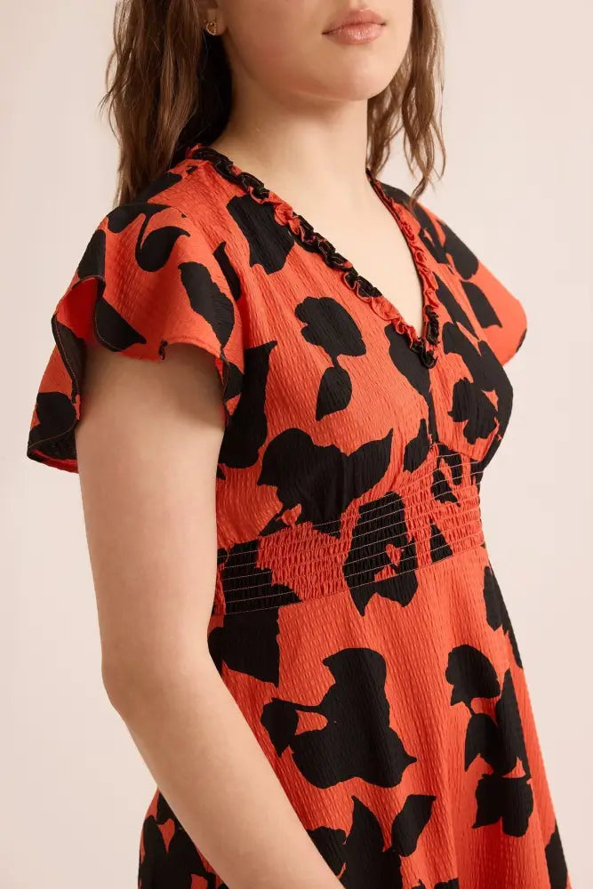 Jungle Serenade Empire Waist Dress In Orange - Dress & Romper
