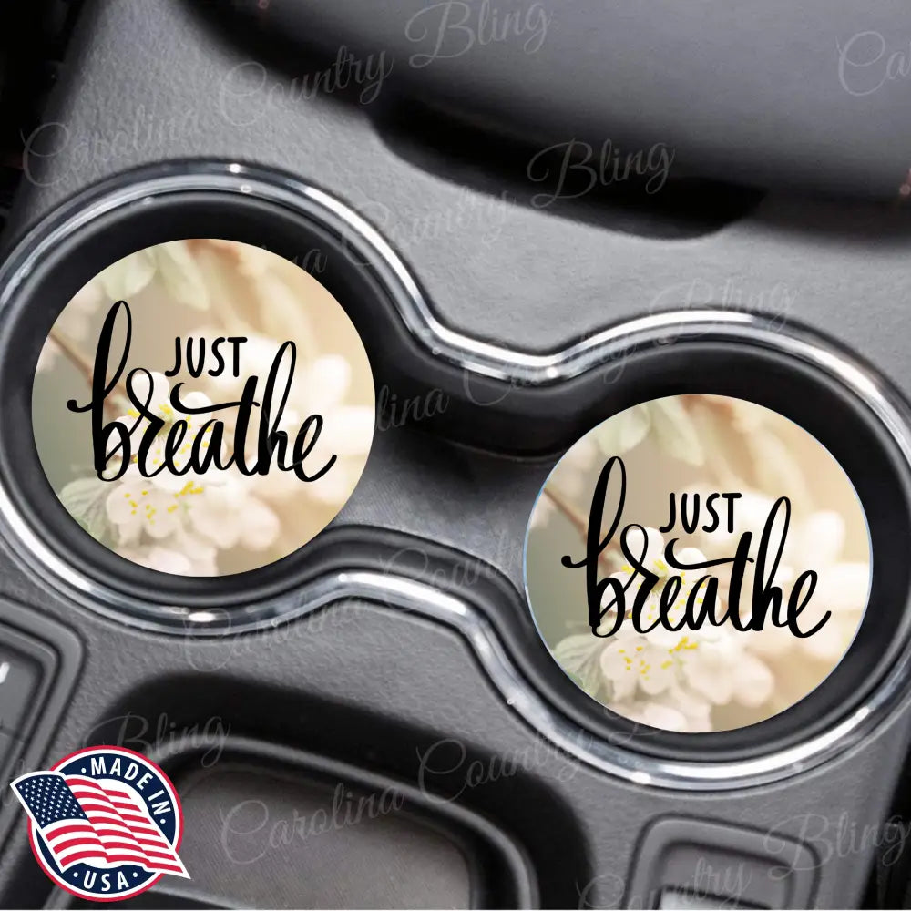 Just Breathe – White Car Coaster