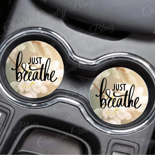 Just Breathe – White Car Coaster