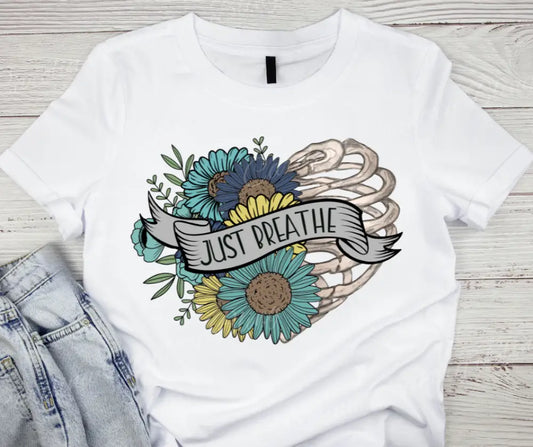 Just Breathe – White Small / Short Shirt
