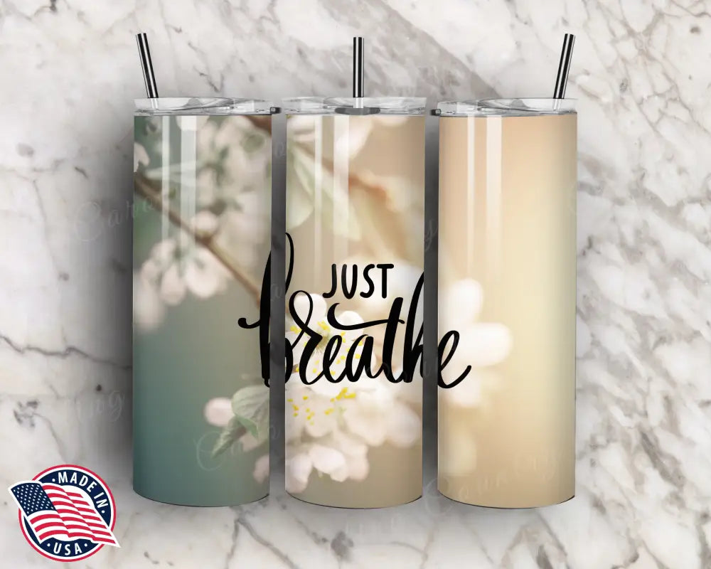 Just Breathe – White Tumbler