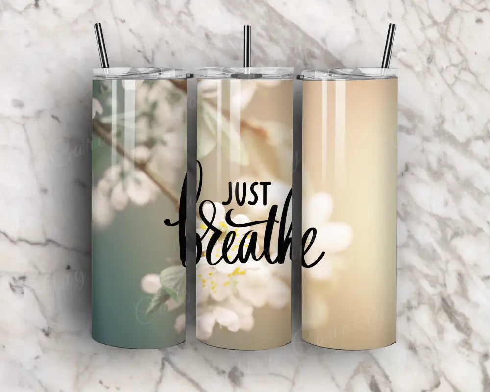 Just Breathe – White Tumbler