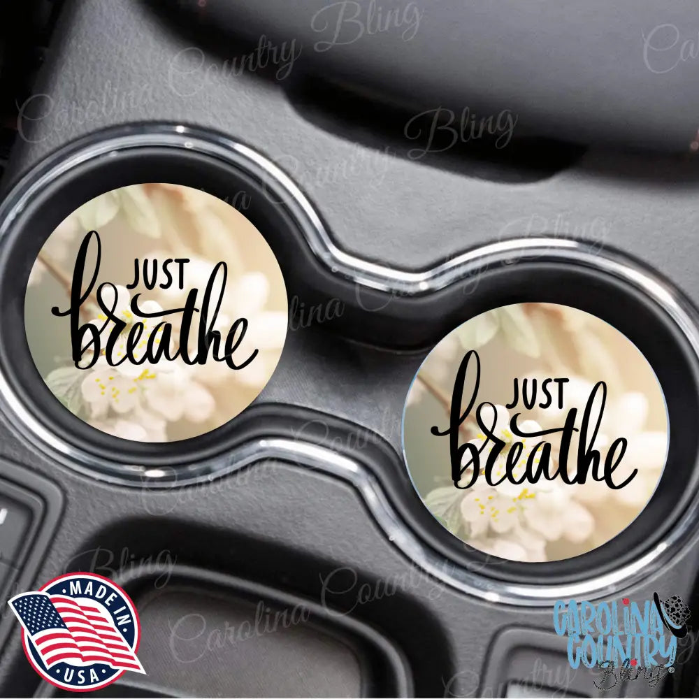 Just Breathe – White Car Coaster