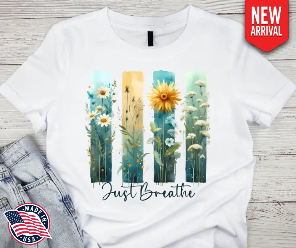 Just Breathe – White Small / Short Shirt