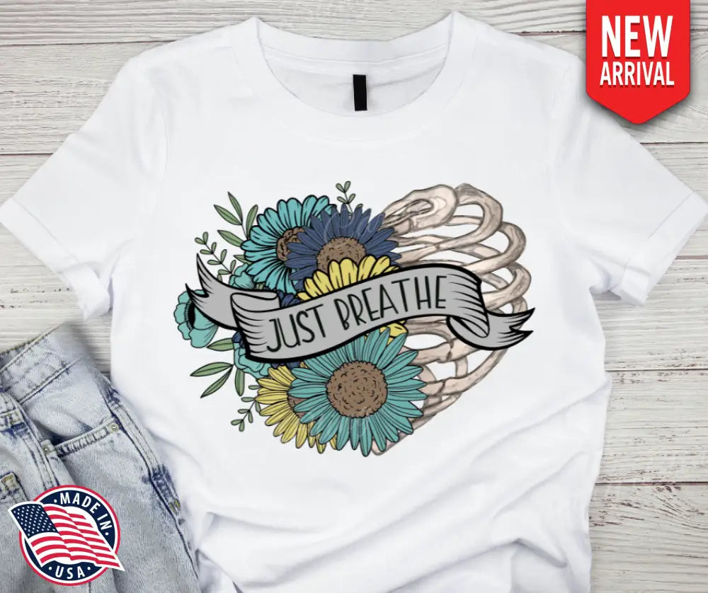 Just Breathe – White Small / Short Shirt