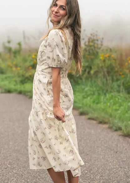Katrina Half Sleeve Floral Midi Dress - IC Dresses