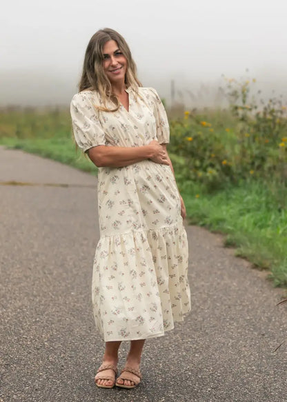 Katrina Half Sleeve Floral Midi Dress - IC Dresses