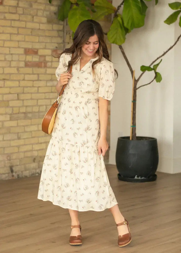 Katrina Half Sleeve Floral Midi Dress - IC Dresses