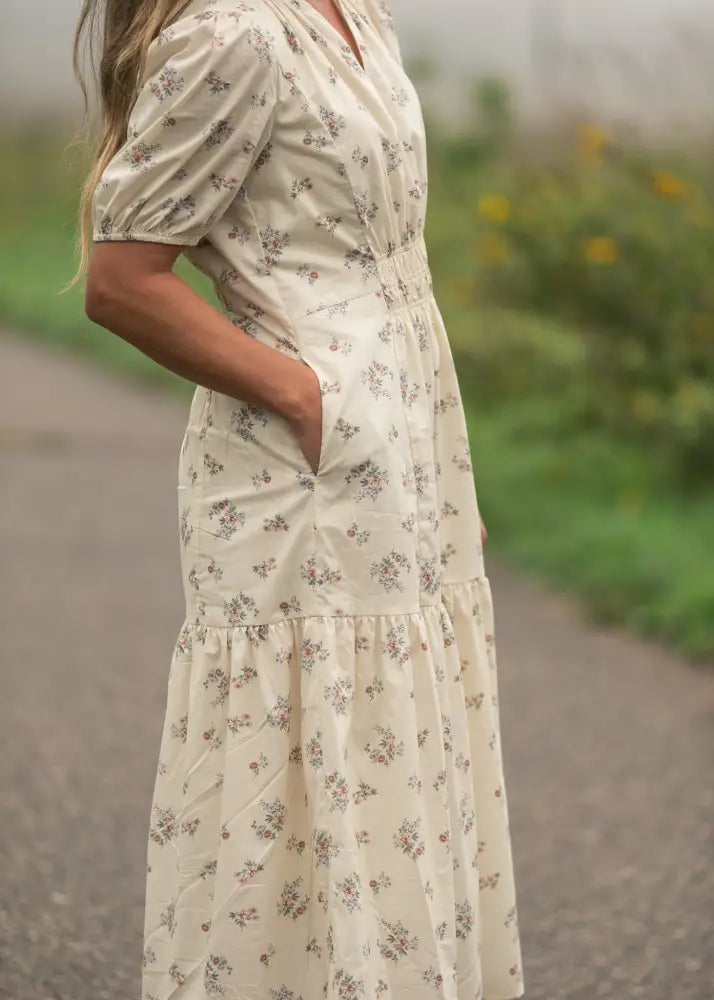 Katrina Half Sleeve Floral Midi Dress - IC Dresses