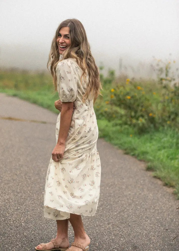 Katrina Half Sleeve Floral Midi Dress - IC Dresses