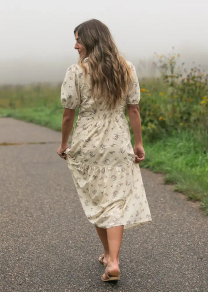 Katrina Half Sleeve Floral Midi Dress - IC Dresses