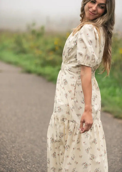 Katrina Half Sleeve Floral Midi Dress - IC Dresses