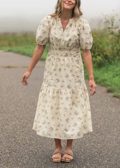 Katrina Half Sleeve Floral Midi Dress - XS - IC Dresses