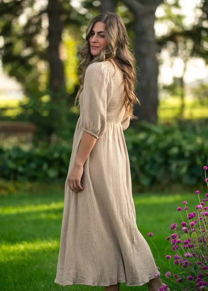 Kayleen Tan Smocked Bodice Gauze Dress - FINAL SALE - IC Dresses