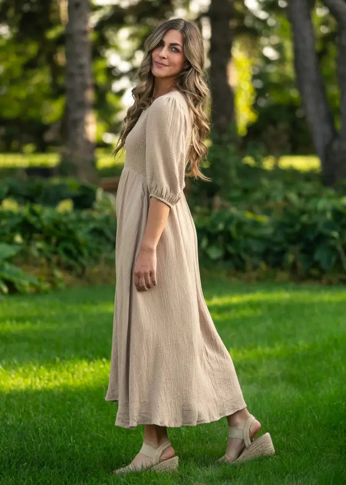 Kayleen Tan Smocked Bodice Gauze Dress - FINAL SALE - IC Dresses