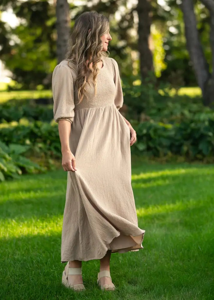 Kayleen Tan Smocked Bodice Gauze Dress - FINAL SALE - XS - IC Dresses
