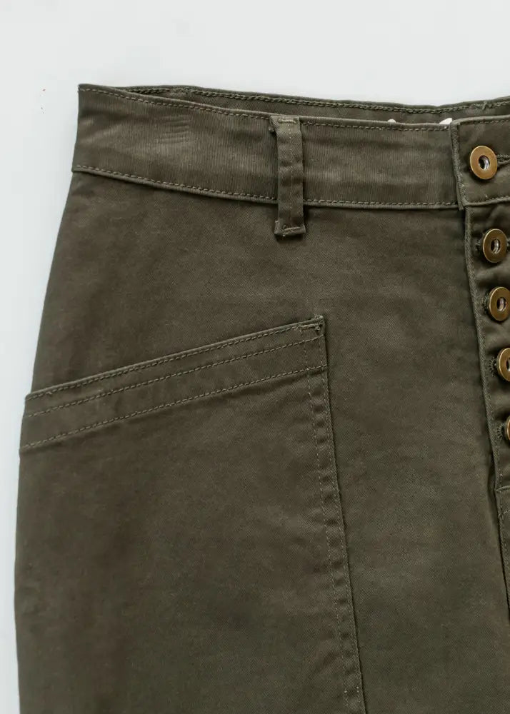 Kennedy Olive Midi Denim Skirt - IC Skirts