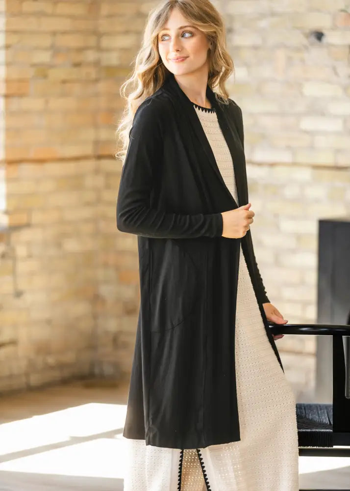 Kylin Open Front Cardigan - Black / XS - IC Layering Essentials
