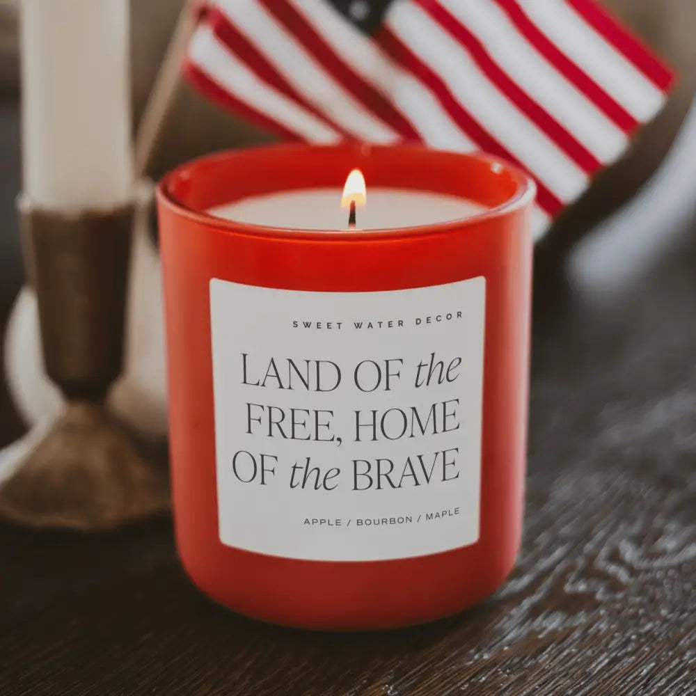 Land of the Free Home of the Brave Soy Candle - Red Matte Jar - 15 oz - Candles