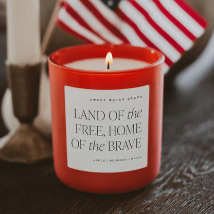 Land of the Free Home of the Brave Soy Candle - Red Matte Jar - 15 oz - Candles
