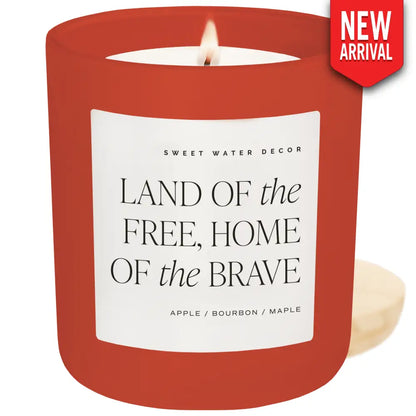 Land of the Free Home of the Brave Soy Candle - Red Matte Jar - 15 oz - Candles