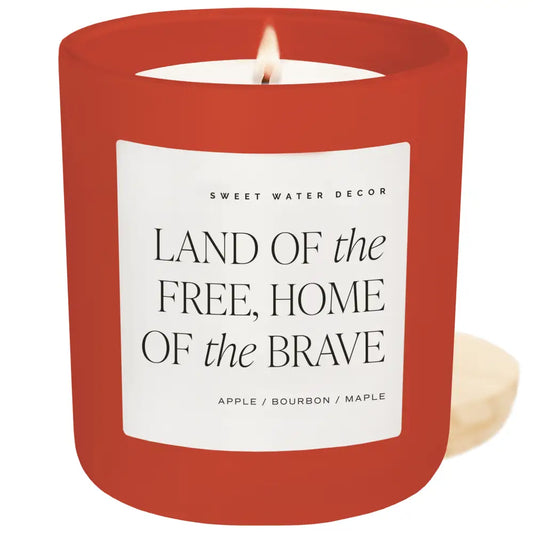 Land of the Free Home of the Brave Soy Candle - Red Matte Jar - 15 oz - Candles