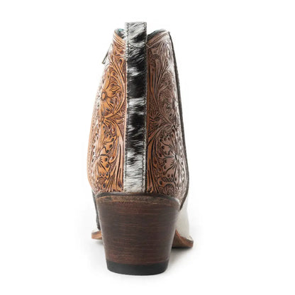 Laramie Plains Hair-on Hide & Hand-tooled Boots - SHOES