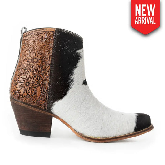 Laramie Plains Hair-on Hide & Hand-tooled Boots - SHOES