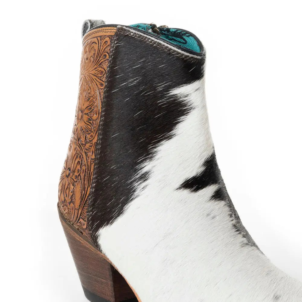 Laramie Plains Hair-on Hide & Hand-tooled Boots - SHOES