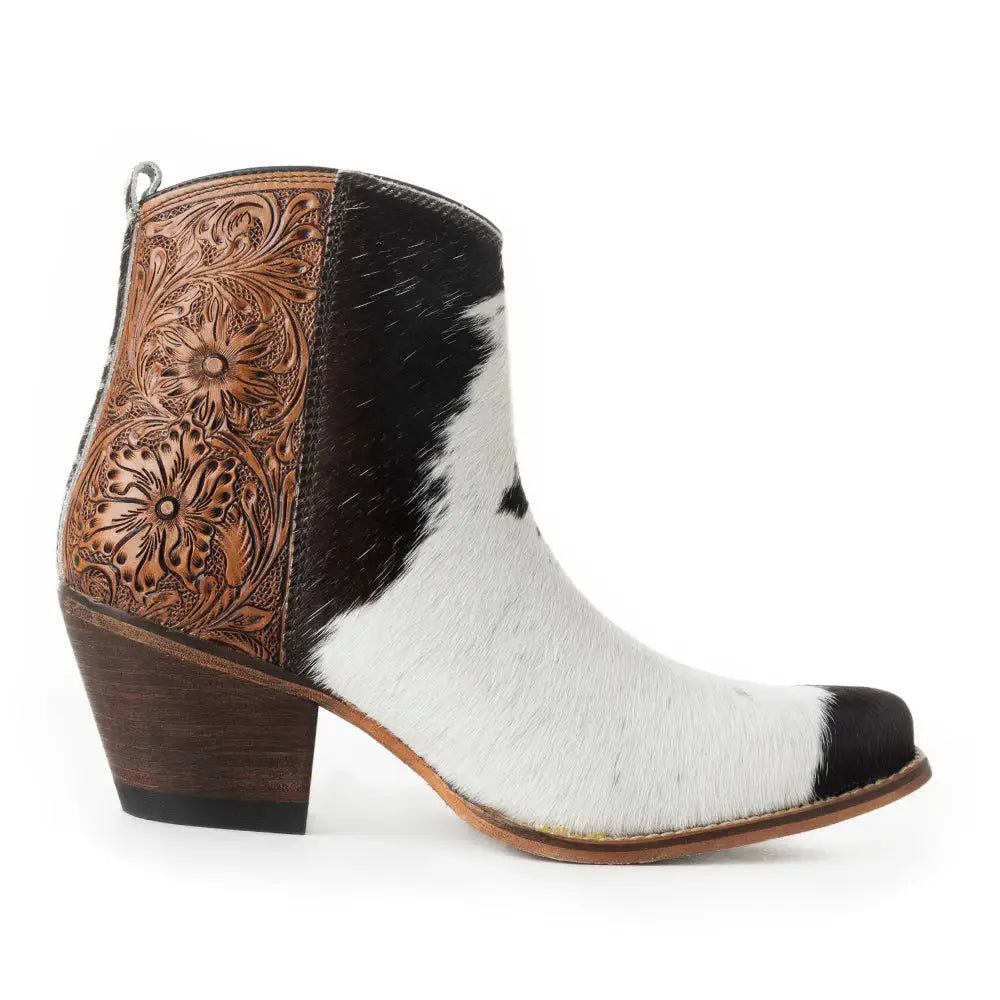 Laramie Plains Hair-on Hide & Hand-tooled Boots - SHOES