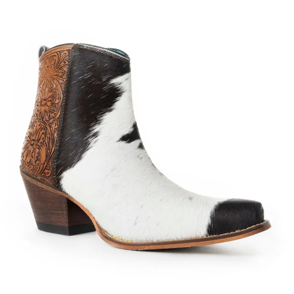 Laramie Plains Hair-on Hide & Hand-tooled Boots - SHOES
