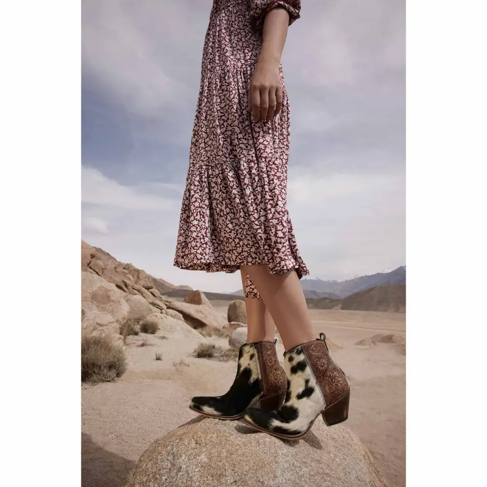 Laramie Plains Hair-on Hide & Hand-tooled Boots - SHOES