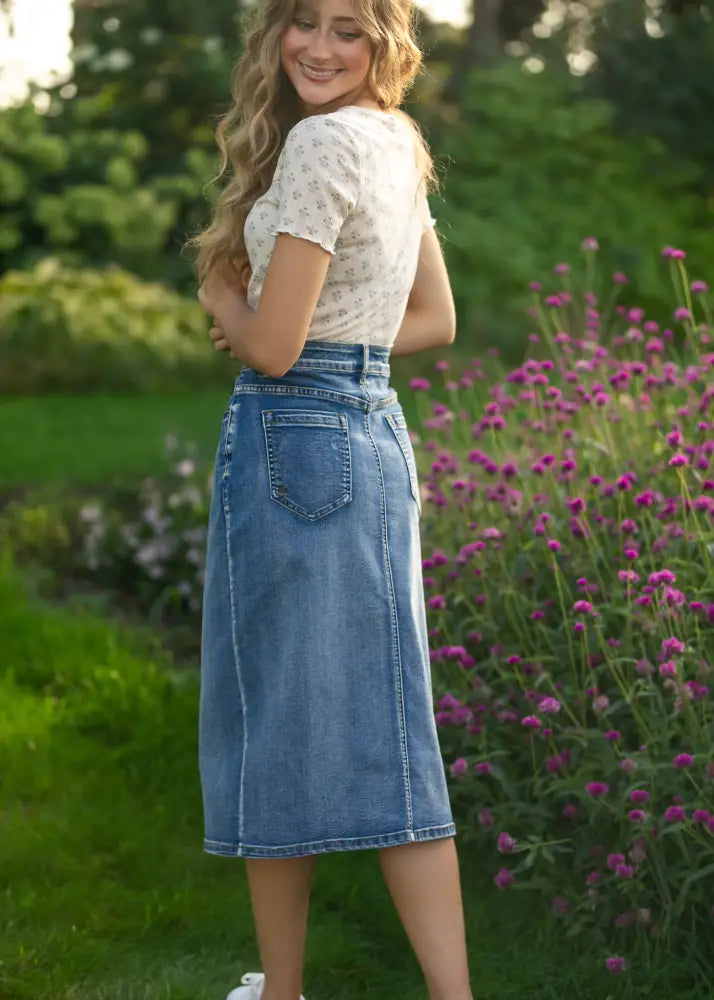 Larza Blue Floral Lettuce Hem Top - FINAL SALE - IC Tops