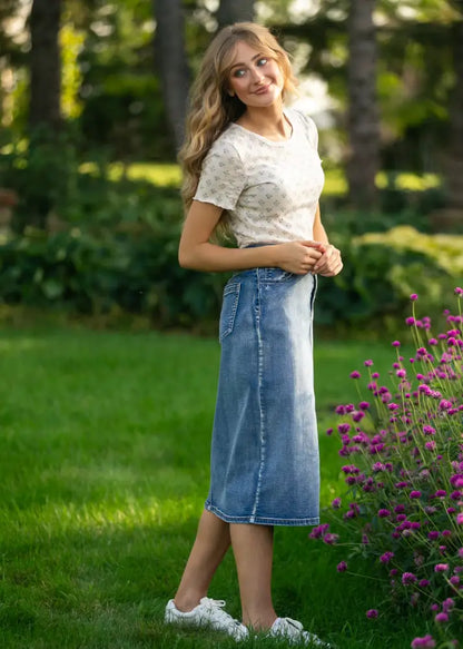 Larza Blue Floral Lettuce Hem Top - FINAL SALE - IC Tops