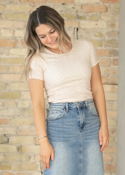 Larza Taupe Floral Lettuce Hem Top - FINAL SALE - IC Tops