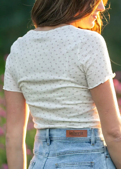 Larza Taupe Floral Lettuce Hem Top - FINAL SALE - IC Tops