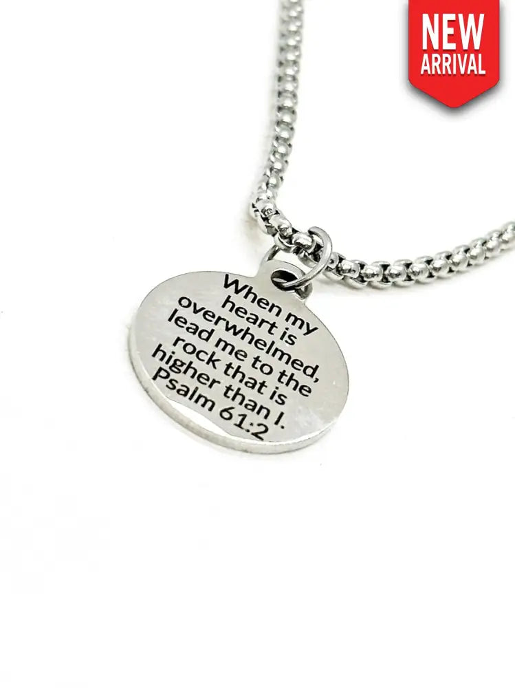Scripture Gifts When My Heart Is Overwhelmed Lead Me To The Rock Man Necklace Psalm 61 2 Jewelry Scripture Quotes Faith