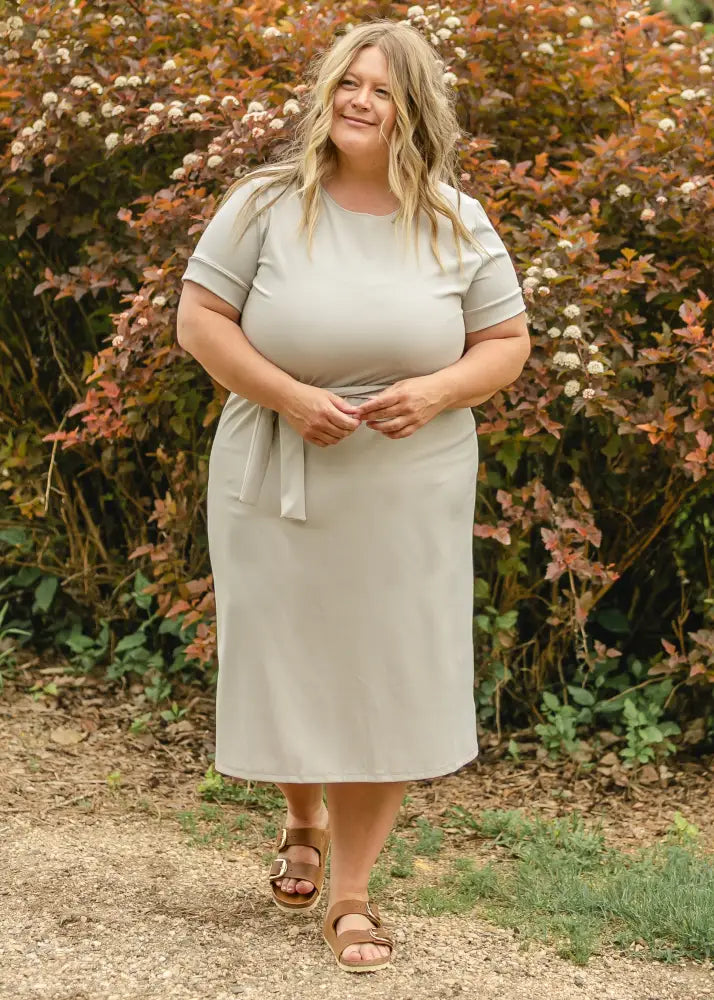 Lennox Classic Midi Dress - 46’’ - Sand / 1XL - IC Dresses