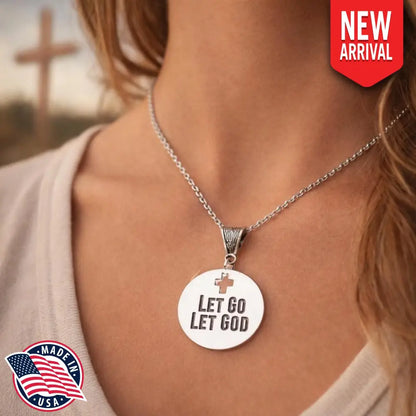 Let Go Let God Faith Necklace Stainless Steel Christian Jewelry Inspirational Scripture Gift Religious Encouragement