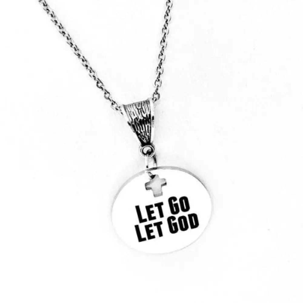 Let Go Let God Faith Necklace Stainless Steel Christian Jewelry Inspirational Scripture Gift Religious Encouragement