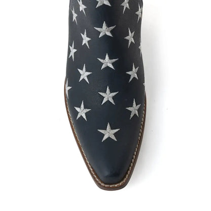 Myra Liberty Star Leather Booties in Vintage Blue - Shoes