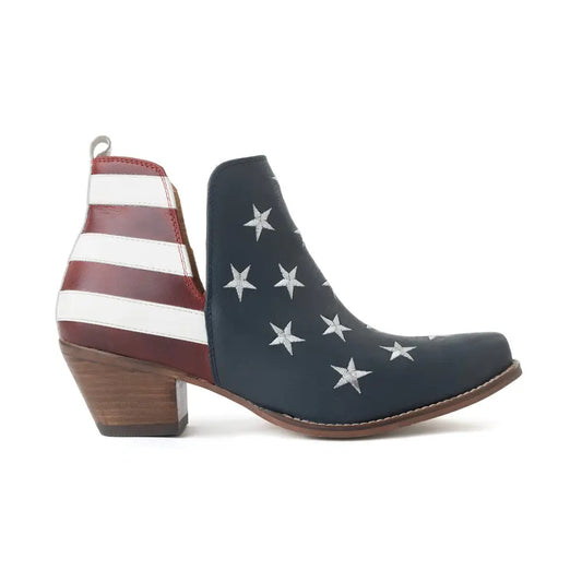 Myra Liberty Star Leather Booties in Vintage Blue - Shoes