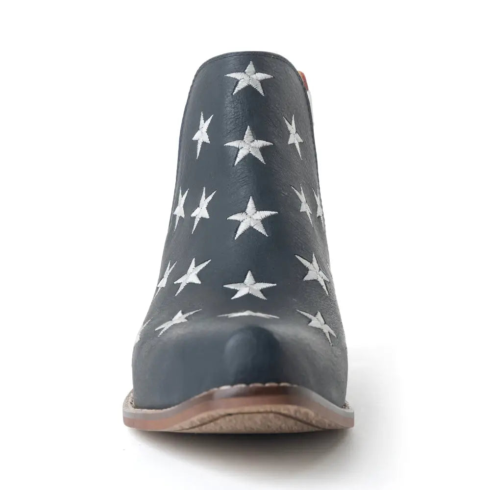 Myra Liberty Star Leather Booties in Vintage Blue - Shoes