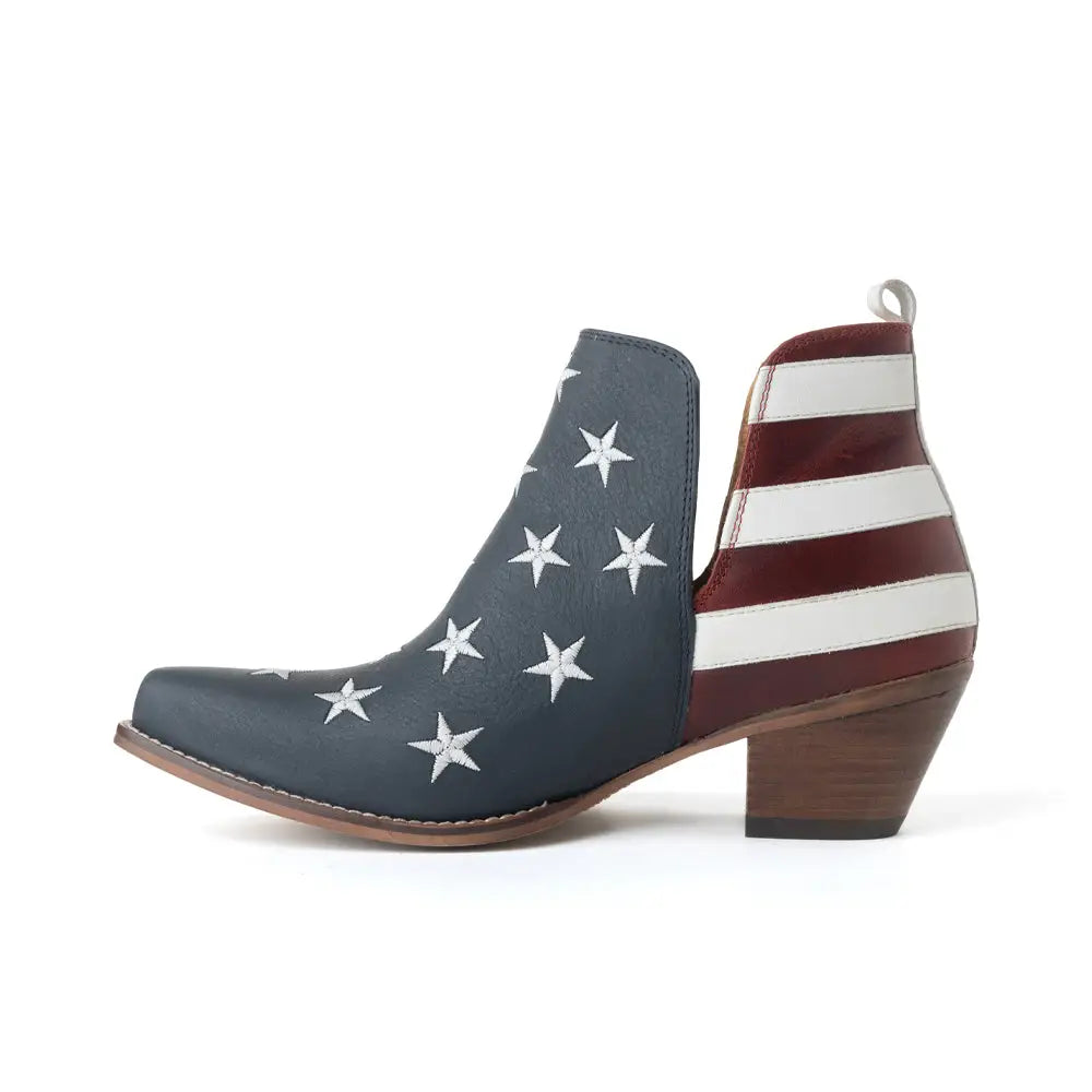 Myra Liberty Star Leather Booties in Vintage Blue - Shoes