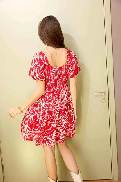 Lily’s Cove Empire Waist Dress In Red - Dress & Romper