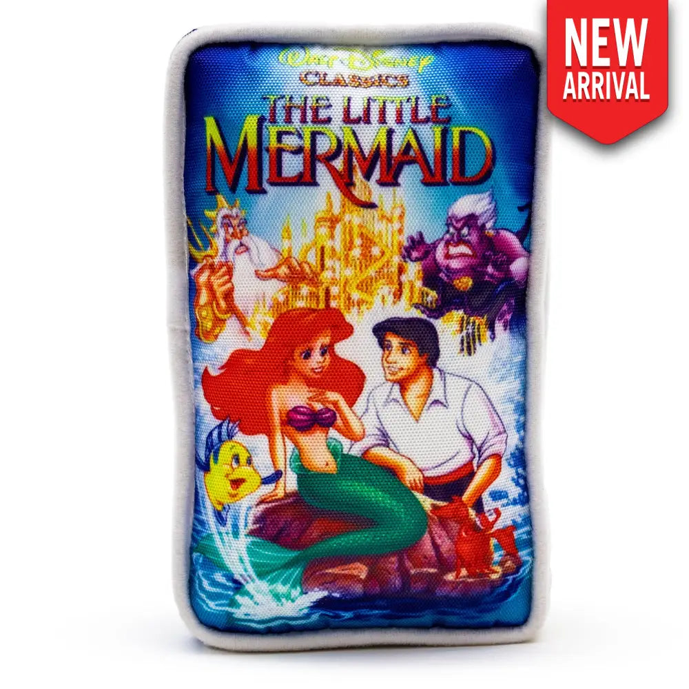 Dog Toy Squeaker Plush - Disney The Little Mermaid VHS Tape Replica Dog Toy Squeaky Plush