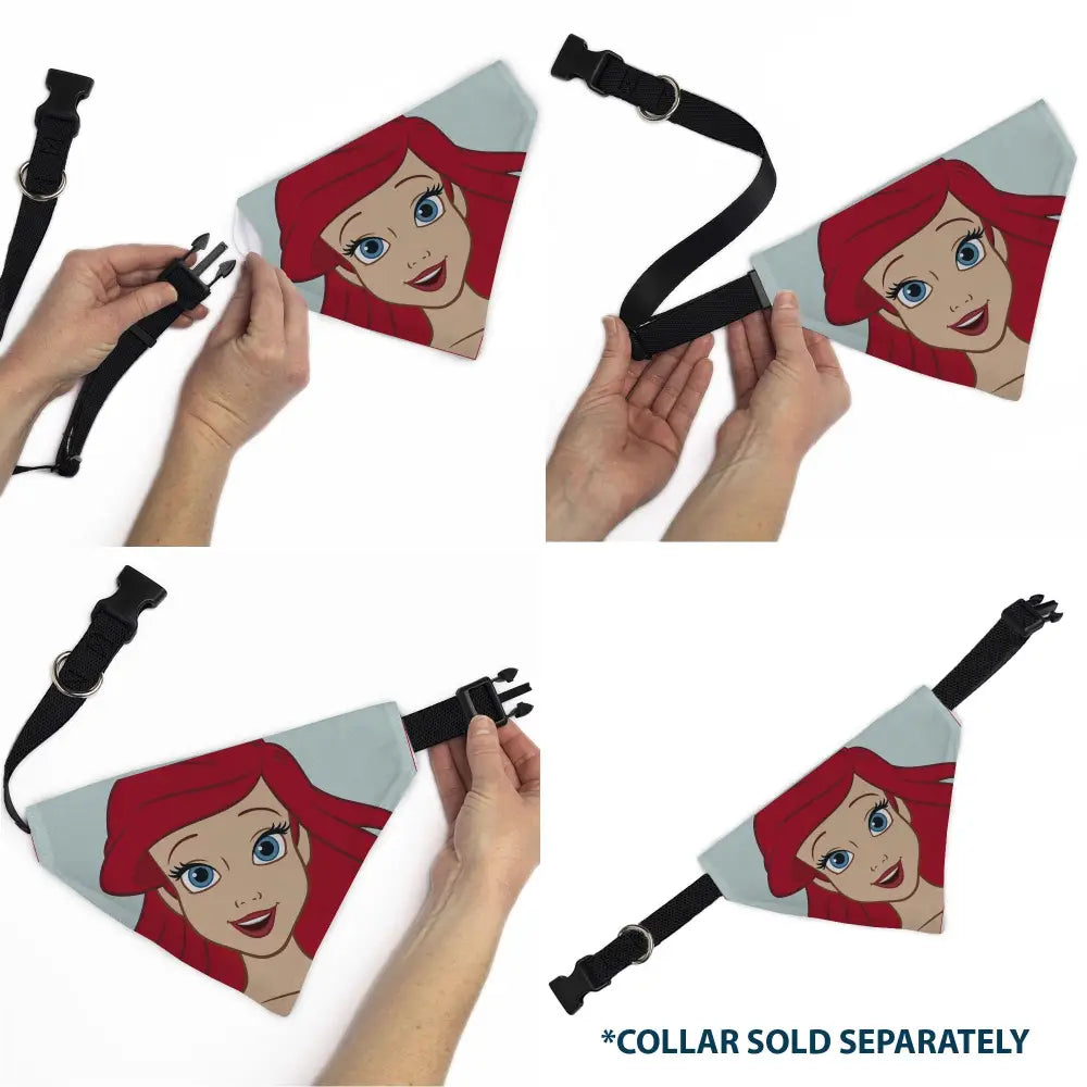 Pet Bandana - The Little Mermaid Ariel Face Close-Up Light Blue Pet Bandanas