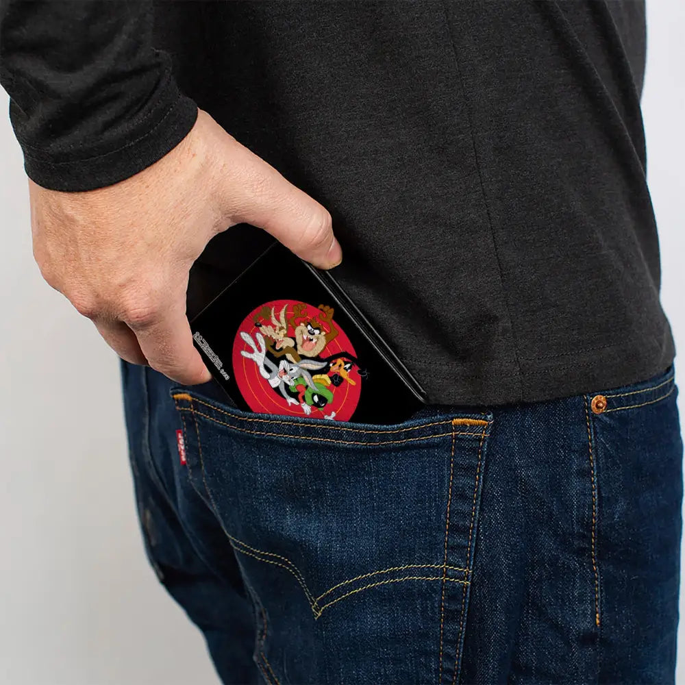 Bi-Fold Wallet - Looney Tunes 5-Character Bullseye Pose Black Bi-Fold Wallets